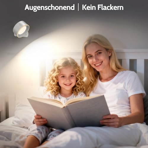 Giliwosy 2 Stück LED Wandleuchte Innen, 3 Farbmodi, 360° Magnetisch Drehbar, USB-C Aufladbar, Wandlampe Akku Dimmbar für Schlafzimmer, Wohnzimmer, Kinderzimmer Treppenhaus Flur-Weiß