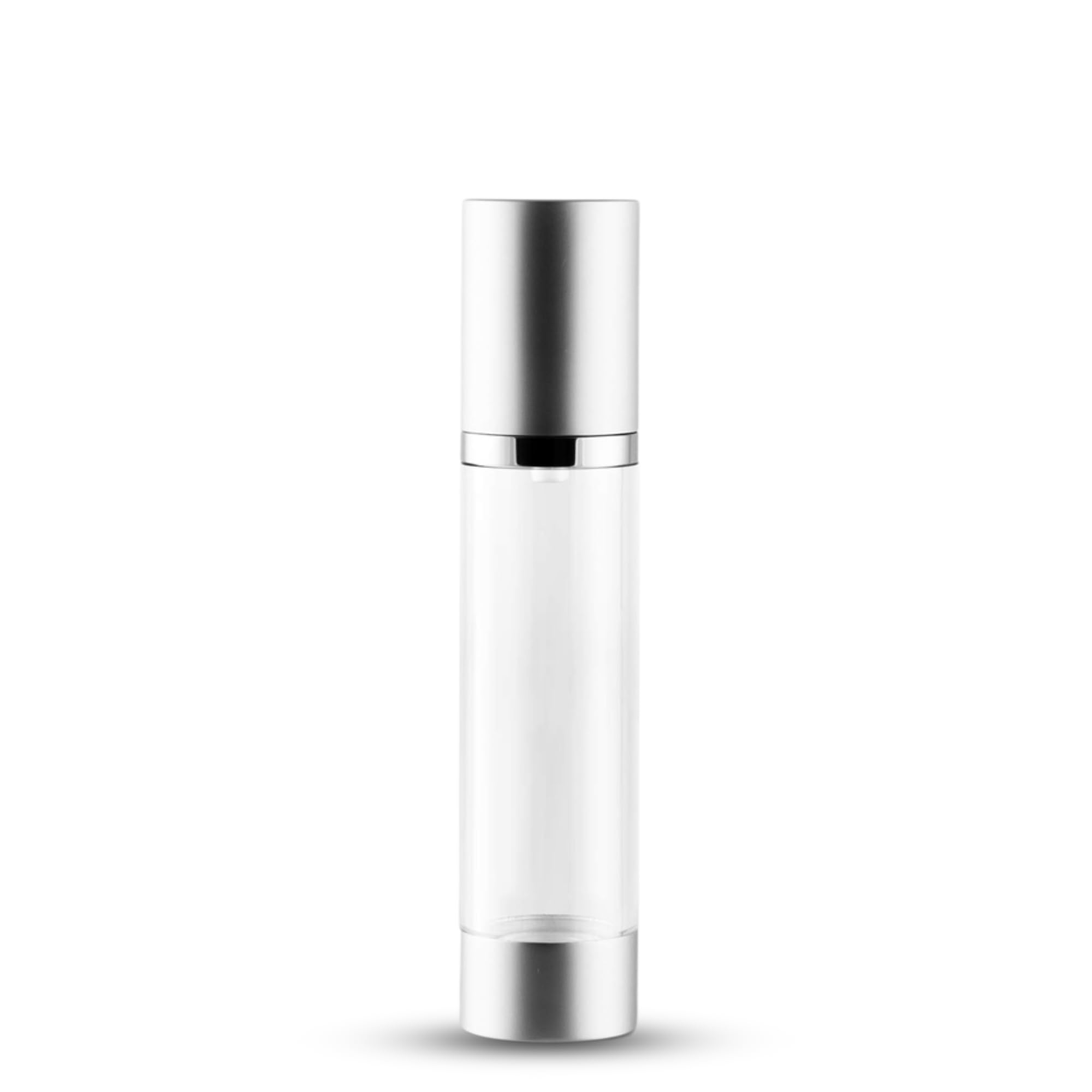 refillable airless pump bottle– clear travel pump dispenser for moisturizers, shampoo, lotion, cream & toiletries – leak-proof, cosmetic pump container (pack of 1, 50ml)