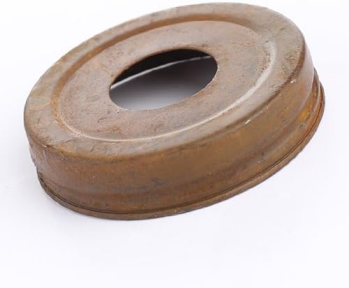 Package of 6 - Rusted Metal Small Mouth Canning Jar Lids with 1-1/16" Hole for Making Soap and Lotion Dispensers