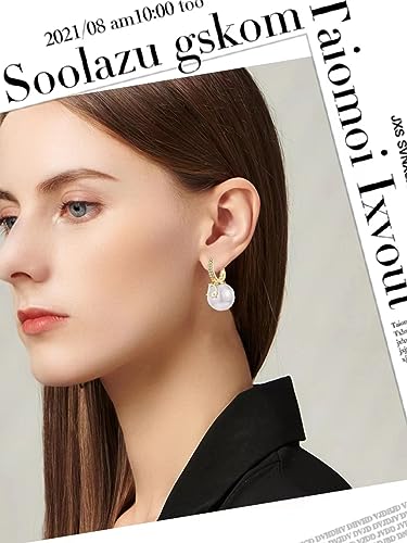 GAUEIOUR D Pearl Dangle Earrings,Pearl Shell Pearl Full Diamond Ear Buckle Earrings for Women, Hoop Earrings, Fashion Retro Style Copper Plated Letter D Earrings