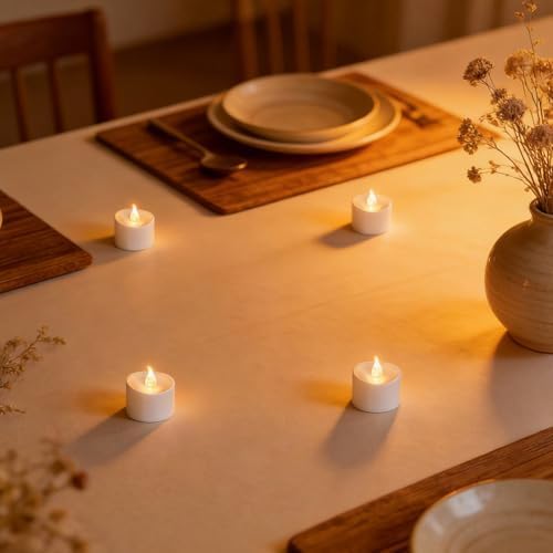 XRABTVSK 24 Pack Flickering LED Tea Lights, Last 100H+, Warm White Light - 2