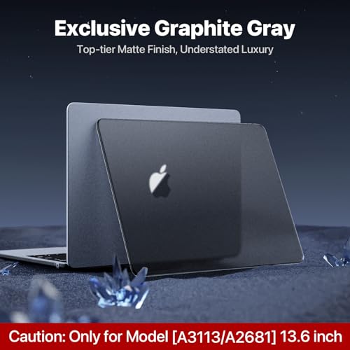 Image of Soonjet for MacBook Air 13 Inch Case M5-M2 2026-2022, Black Hard Shell | Easy to Snap On, Closes Seamlessly, Scratch Resistant, Non-Slip Pads, Includes Keyboard Cover, for A3449 A3240 A3113 A2681