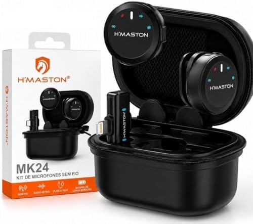 Kit 2 Microfones de Lapela Sem Fio Profissional com Case de Carre...