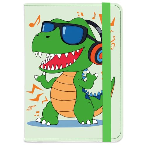 Dinosaur Passport Holder Cover Cute Green Travel Wallet Passport Case with Credit Card Slots for Women Men Travelling Essentials for Flying