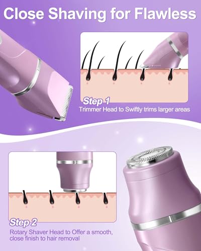 Image of Electric Razors for Women, 2-in-1 Bikini Trimmer with Charging Dock - Precision Bikini Shaver & Facial Trimmer for Sensitive Areas, Waterproof Electric Shaver for Women