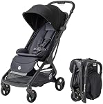 Poussette Ergobaby Metro 3 pour nouveau-nés, nourrissons et tout-petits - Poussette de voyage avec pliage d'une main, inclinaison presque à plat, guidon réglable - Noir Onyx