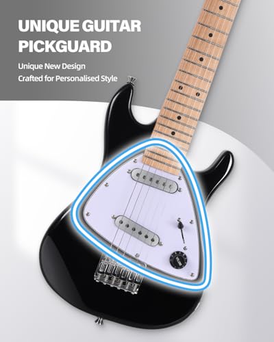 Image of Winzz 30 Inch Kids Electric Guitar Beginner Kit, Junior 1 /4 Size Mini Electric Guitar for Children Complete Stater Set with Amp, Gloosy Black Colour