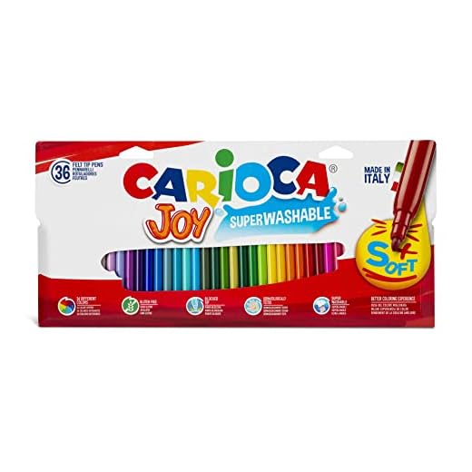 Carioca Rotuladores Joy Paperboard Wallet, de colores para niños con punta fina, ideales para dibujar y colorear, súper lavables, colores surtidos, 36 unidades