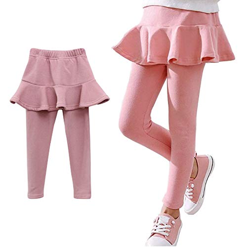 Ehdching Toddler Girls Footless Leggings With Ruffle Tutu Skirt Fleece Lined Warm Thick Pantskirt Pants Tights Pink #TOP8
