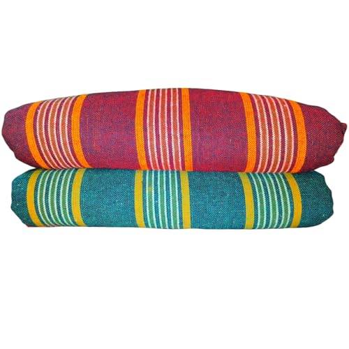 Image of Khadi Handloom Handmade 210TC Single Bed Sheet Cotton 7.5 * 5 feet Combo Pack of 2 Set of 2 Cotton bedsheet Single Bed Combo Offer (Combo-4)