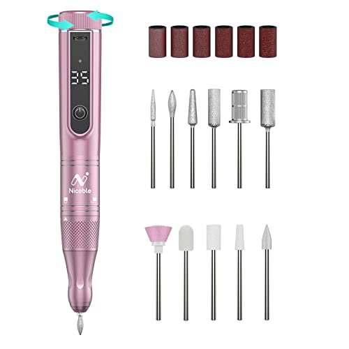 Nail Drill with 035,000 RPM Adjustable Speed, NICEBLE Cordless Nail