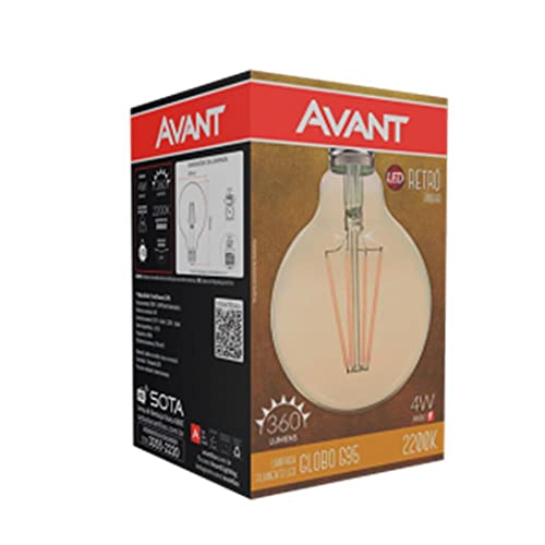 Lâmpada Retro Globo LED, 4W, Luz âmbar 2200K, 220V, Avant