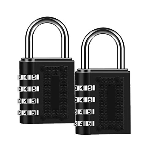 (2 Pack) Combination Lock 4 Digit Padlocks for School Gym Sports Locker, Fence, Toolbox, Case, Hasp Storage, Black