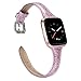 TOYOUTHS Leather Strap Compatible with Fitbit Versa Bands, Slim Genuine Leather Wristbands Replacement for Versa Lite Special Edition Versa Glitter Accessories Shiny Light Purple