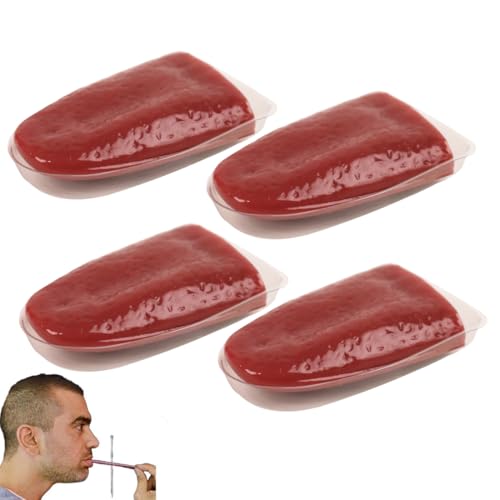 DOKRIN Artículos de broma,Juegos de magia y accesorios,4 piezas de lenguas falsas, juguetes de truco, accesorios de magia de escenario