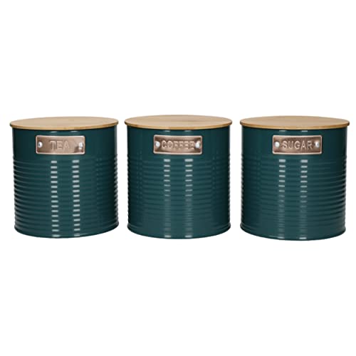 KitchenCraft Storage Canisters, Teal, 3 Pieces, Gift Boxed, 1 L