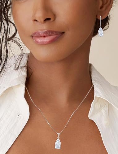 Emerald Cut Dangle Earrings Sterling Silver Birthstone Jewelry for Women2