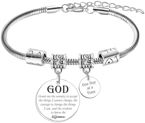 Sobriety Bracelet Sobriety Addiction Recovery AA Gifts Encouragement Gifts for Women Men Religious Bracelet Inspirational Serenity Prayer Gift image 4