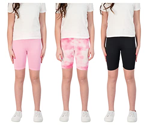 Hind 3-Pack Girls Athletic Shorts, Bike Shorts, Workout Clothes For Girls (Tie Dye-Light Pink-Black, 6X) #TOP1