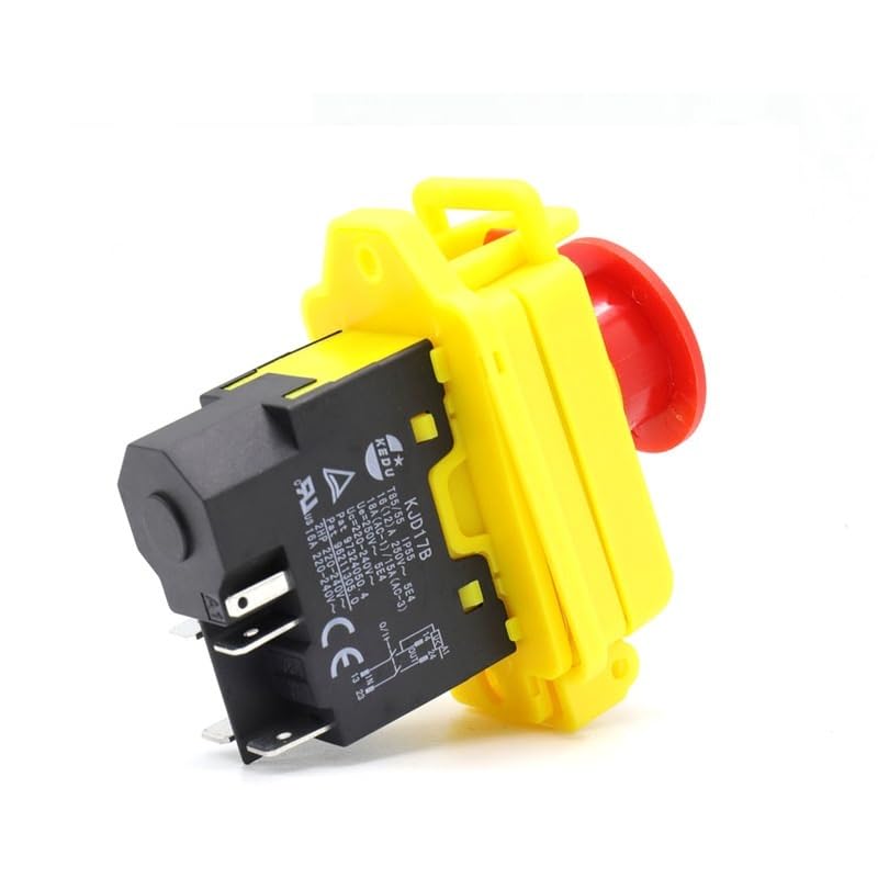Waterproof Electromagnetic Pushbutton Switches KJD17B 120V / 220V 2HP 16A 5-pin Safety Emergency Stop Push Button Switch(KJD17B 220V)