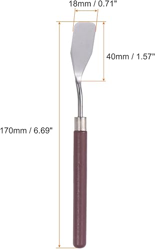 Miniatura 2 de Cuchillo de paleta de 0.709 in de ancho de cuchillo de cabeza plana Mango de madera maciza de acero inoxidable, raspador de mezcla de pintura