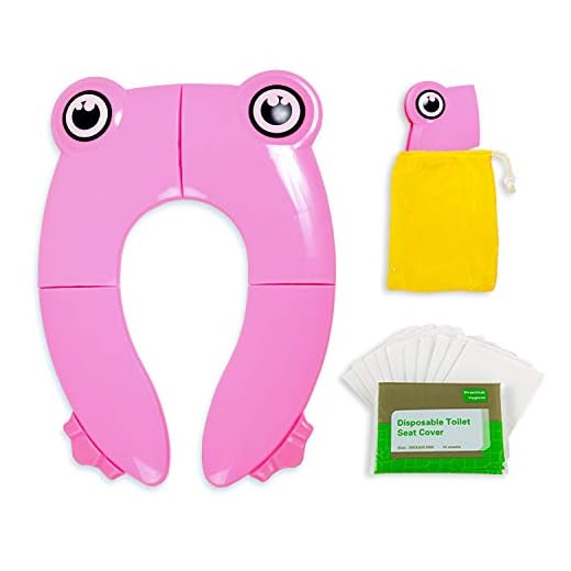 Foldable Potty Seat with 10 Disposable Paper Toilet Covers - Pink Non-Slip Portable Restroom for Boys Girls Kids Travel, Baby Toddler Training Booster and Camping Urinal, Protection Against Bacteria