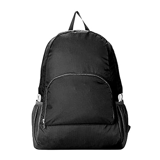 Tragbarer faltbarer Outdoor-Rucksack für Reisen, Bergsteigen, wasserdichter Stoff, Sport-Hauttasche, Rucksack Rucksäcke Mädchen Teenager 20 (Black, One Size)