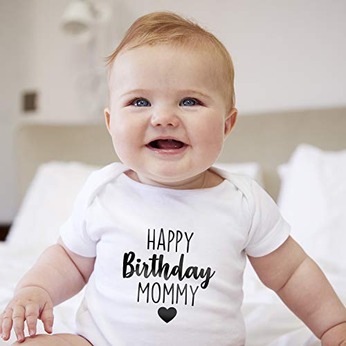 Printique Onesie Organic Baby One Piece Short Sleeve Bodysuit, 0-12 Months - Happy Birthday Mommy (Black, 9-12 Months) #TOP3