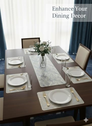 Image of Dakshya Industries Rectangle Shape PVC Dining Table Mats Set of 7 | Non Slip Washable Table Decor