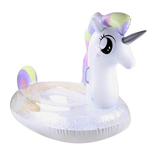 BLUE SKY - Boya Gigante Unicornio - Inflable - 069071 - Blanco - Vinilo - 115 cm x 85 cm - Juguete Niño Adulto - Juego al Aire Libre - Piscina - Montable - Muñeca - A Partir de 3 años