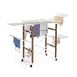 InnovaGoods Stendibiancheria Verticale Pieghevole - 38 Sbarre, Capacità Elevata, Salvaspazio, ABS/Acciaio Inox, Supporto Scarpe, Ruote con Blocco, Bianco