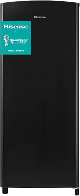 Hisense RR220D4ABF 52cm Freestanding Retro Fridge - 149 litre capacity - Auto Defrost - Wine Rack - Black - F Rated H128 x W51.9 x D51.3