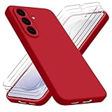 jrester Hülle kompatibel mit Samsung Galaxy S26 5G, Rot TPU-Rahmen und einen harten PC-Rücken hülle Schutzhülle mit DREI Gehärtetes Glas Schutzfolie für Samsung Galaxy S26 5G