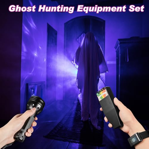 Image of Dunzy 3 Pcs Ghost Hunting Equipment Kit, 1 LED Emf Magnetic Field Hunting Detector, 1 Digital Voice Recorder Watch EVP Recorder with Playback 32 Gb, 1 Black UV Flashlight for Paranormal Research Tools