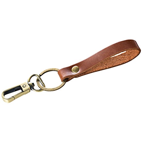 Ancicraft Leather Keychain Key Chain Holder Ring Strap with Clasp For Men Women (Red brown & clasp)