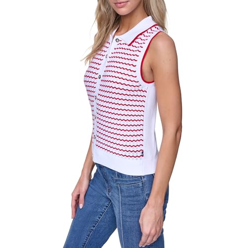 Image of Nautica Women's Crew Neck Solid Short Sleeve Sweater