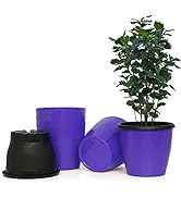 Livzing 10 Inch Self Watering Planter Pots-Virgin Plastic Flower Pots-Modern Plant Pot-Outer Colo...
