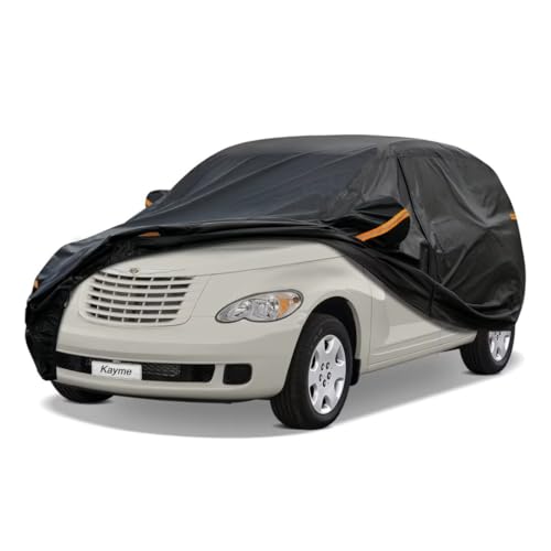 Kayme SUV Car Cover Fit for Chrysler PT Cruiser (2001-2010) Automobiles All Weather Waterproof, Outdoor Cover Sun Rain Protection, with Lock and Zipper Door.Black black Custom Fit Chrysler P
