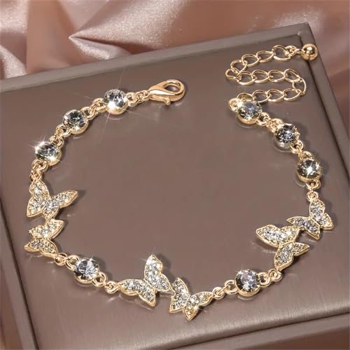 Fujiuia NECKLACES FOR WOMEN 2024 Gifts For Women S925 Sterling Silver Butterfly Bracelet, Adjustable Charm Sparkling Diamond Bracelet Jewelry thumb #1