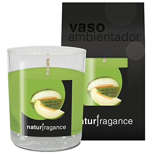 Flower - Naturfragance Vaso Ambientador Aroma Melón, Vela Aromática en Cristal para Interiores y Exteriores, Formato Vaso Duradero, Multicolor