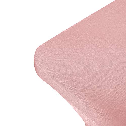 Image of Peomeise 4FT Spandex Table Cover Rectangular Stretch Spandex Tablecloth (Dusty Rose,4FT)