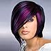 aSulis Ombre Wigs Short Hair Wigs Purple Highlight Straight Synthetic Colorful Cosplay Daily Party Wig for Women + Free Wig Cap (Black Purple Highlight)