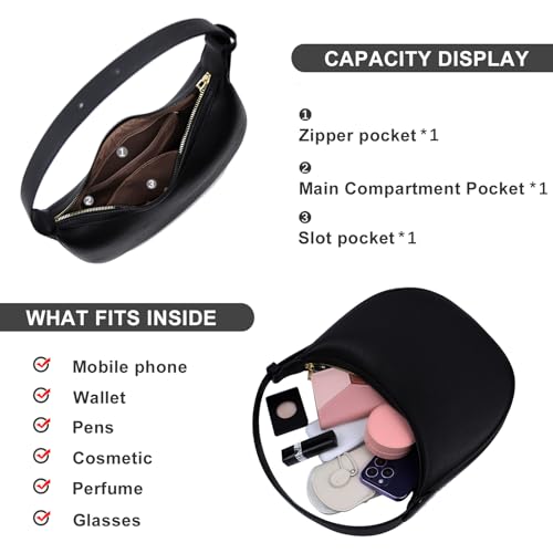 Image of Cute shoulder bag Hobo Purses PU Leather Handbag moon bag Adjustable CrossBody Bag with Zipper-white