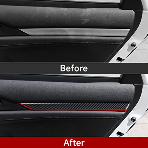 Image of Front /Rear Doors Decor Strips Trim Decals for 2016-2021 Honda Civic 10th Gen Accessories ABS Carbon Fiber Stickers, Except for Sport /Hatchback /Touring