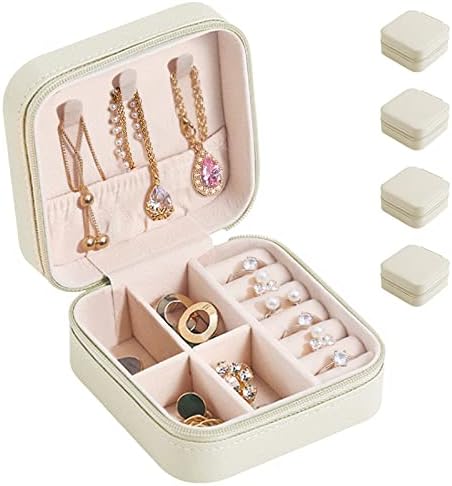 AGECASH A Bridesmaid Gifts Jewelry Box,4 Pack Portable Bridesmaid Proposal small Jewelry Case, PU Leather Mini Travel Jewellery Organizer Storage Earrings Rings Necklaces for Women Girls
