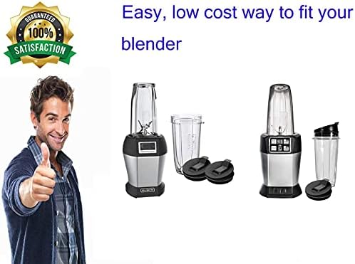 24OZ Cup for Compatible with Nutri Ninja Blender Replacement Parts with Spout Lids for Compatible with Nutri Ninja Blenders 900W BL450 and 1000W Auto-iQ BL480 BL482 BL482-30 BL682 (2Pack) by Poweka