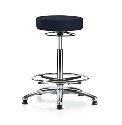 Image of Perch Rolling Stool with Foot Ring, Glides, 24 inch-34 inch, Imperial Fabric