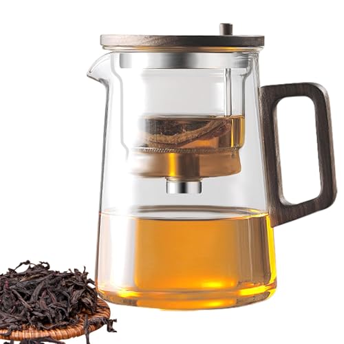 Pcingsia Hervidor de té de vidrio transparente con separación de agua, hervidor de té de hojas sueltas con infusor de té para el hogar, sala de estar, cocina, hotel