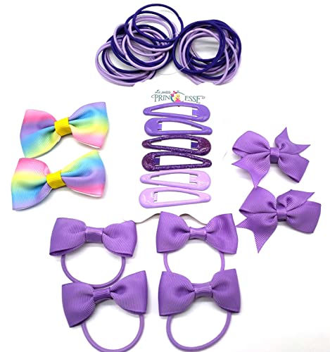 Toddler Baby Girl Box Set of 50 Pieces Hair Accessory School Ribbon Style Bow Bobbles Hair Clips Bows and Elastics Bands