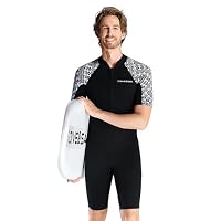 LEIDIMUS Combinaison Shorty Néoprène 2 Mm Homme – Fermeture Éclair Dos, Manches Longues, Pour Surf, Plongée, Snorkeling, Kayak